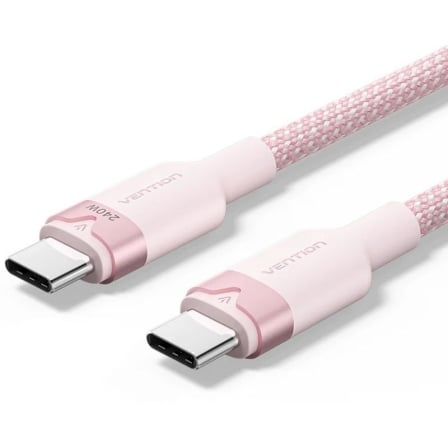 Cable USB 2.0 Tipo-C 5A Vention TRIPF/ USB Tipo-C Macho – USB Tipo-C Macho/ Hasta 240W/ 480Mbps/ 1m/ Rosa | TecnoSoft art ven cab20tripf 1