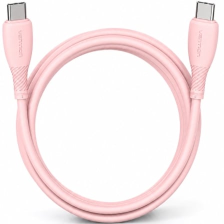 Cable USB 2.0 Tipo-C Vention TRVPF/ USB Tipo-C Macho – USB Tipo-C Macho/ Hasta 60W/ 480Mbps/ 1m/ Rosa | TecnoSoft art ven cab20trvpf 1