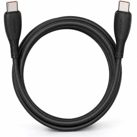 Cable USB 2.0 Tipo-C Vention TRWBH/ USB Tipo-C Macho – USB Tipo-C Macho/ Hasta 100W/ 480Mbps/ 2m/ Negro | TecnoSoft art ven cab20trwbh 1