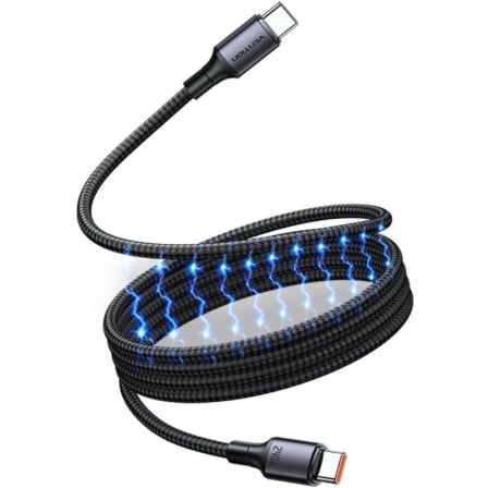 Cable Magnético USB 2.0 Tipo-C 5A Vention TSABF/ USB Tipo-C Macho – USB Tipo-C Macho/ Hasta 240W/ 480Mbps/ 1m/ Negro | TecnoSoft art ven cab20tsabf 1