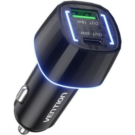 Cargador de Coche Vention FFRB0/ 1xUSB-Tipo C/ 1xUSB/ 48W | TecnoSoft art ven car20ffrb0 1