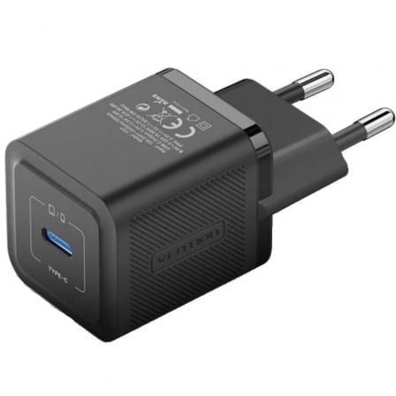 Cargador de Pared GaN Vention FEPB0-EU/ 1xUSB Tipo-C/ 20W | TecnoSoft art ven carga20fepb0 eu 1