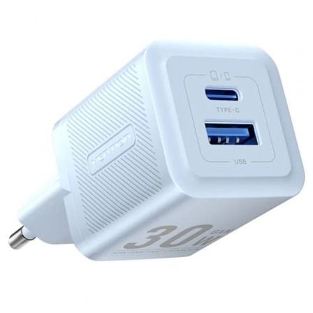 Cargador de Pared GaN Vention FEQL0-EU/ 1xUSB Tipo-C/ 1xUSB/ 30W | TecnoSoft art ven carga20feql0 eu 1