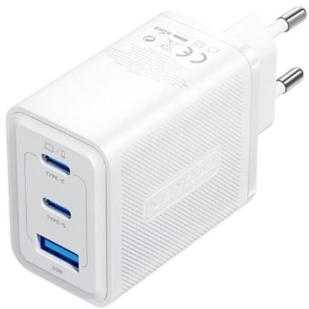 Cargador de Pared GaN Vention FERW0-EU/ 2xUSB Tipo-C/ 1xUSB/ 65W | TecnoSoft art ven carga20ferw0 eu 1