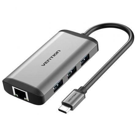 Docking USB Tipo-C Vention CNCHB/ 1xHDMI 4K/ 3xUSB/ 1xUSB Tipo-C PD/ 1xRJ45/ Gris | TecnoSoft art ven dock20cnchb 1