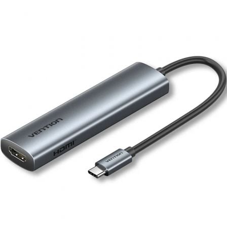 Docking USB Tipo-C Vention TGLHB/ 1xUSB Tipo-C/ 2xUSB/ 1xHDMI 4K/ 1xUSB Tipo-C PD/ Gris | TecnoSoft art ven dock20tglhb 1