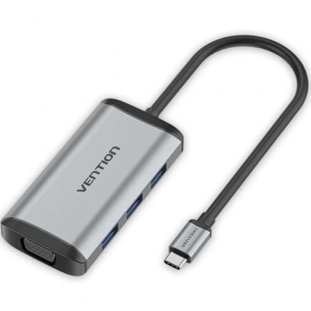 Docking USB Tipo-C Vention TGSHB/ 3xUSB/ 1xHDMI 4K/ 1xVGA/ 1xUSB Tipo-C PD/ Gris | TecnoSoft art ven dock20tgshb 1