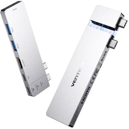 Docking USB Tipo-C Vention THZH0/ 1xHDMI 4K/ 2xUSB/ 2xUSB Tipo-C/ 1xThunderBolt/ 1xUSB Tipo-C PD/ Gris | TecnoSoft art ven dock20thzh0 1