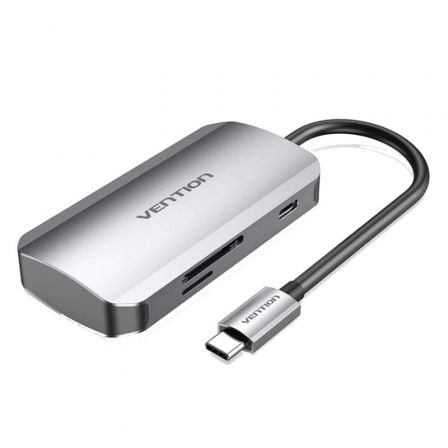 Docking USB Tipo-C Vention TNHHB/ 3xUSB/ 1xUSB Tipo-C PD/ 1xLector Tarjetas SD y MicroSD/ Gris | TecnoSoft art ven dock20tnhhb 1