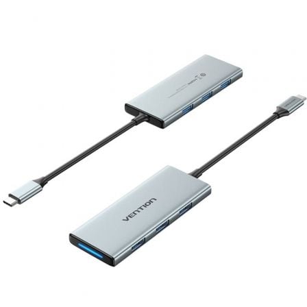 Docking USB Tipo-C Vention TOPHB/ 1xHDMI/ 3xUSB/ 1xLector Tarjetas SD y MicroSD/ Gris | TecnoSoft art ven dock20tophb 1