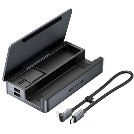 Docking USB Tipo-C para Steam Deck / Switch Vention TPZH0/ 2xHDMI 4K/ 3xUSB/ 1xUSB Tipo-C/ 1xUSB Tipo-C PD/ 1xRJ45/ 1xLector Tarjetas/ Gris | TecnoSoft art ven dock20tpzh0 1