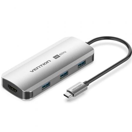 Docking USB Tipo-C Vention TQDHB/ 1xHDMI 4K/ 3xUSB/ 1xUSB Tipo-C PD/ Gris | TecnoSoft art ven dock20tqdhb 1