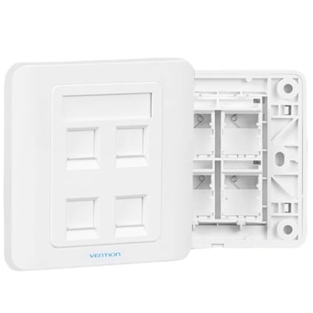 Placa de Pared Tipo 86 Vention IFFW0/ 4 Puertos RJ45 | TecnoSoft art ven plug20iffw0 1