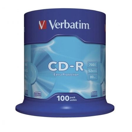 CD-R Verbatim Datalife 52X/ Tarrina-100uds | TecnoSoft art verb cd20datalife20700mb20100u 1